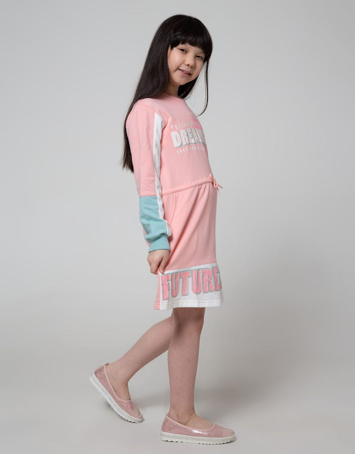 Nevada Long Sleeve Midi Dress Cut N Sewn Big Wording Print
