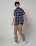 Cardinal Jeans Plaid Macro Kemeja Pria