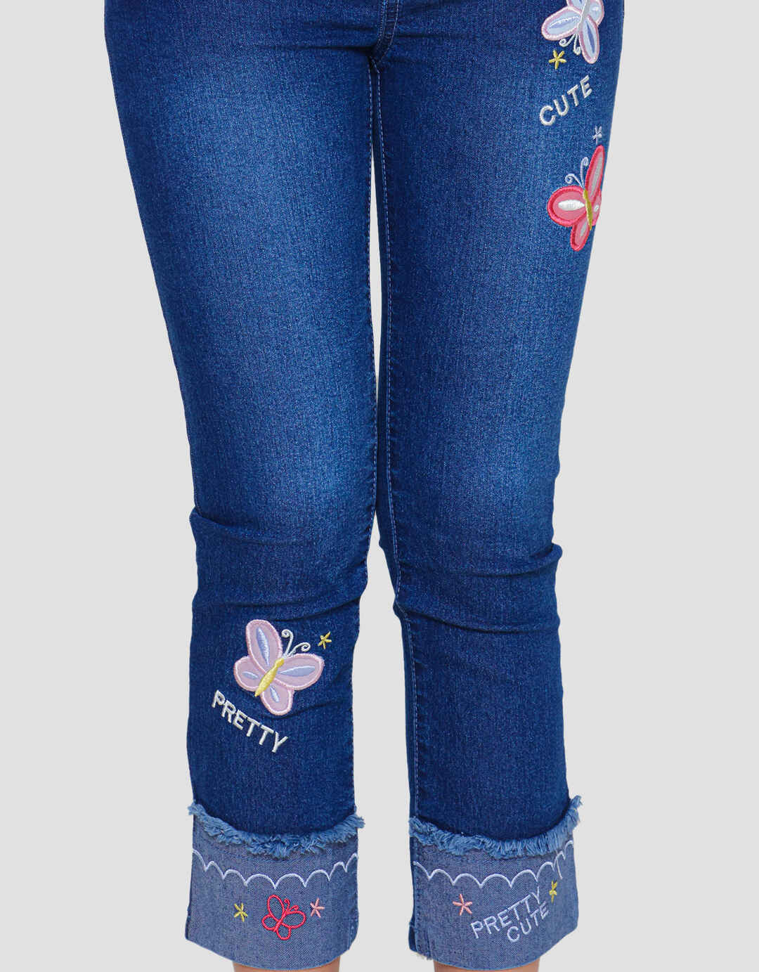 Little M Bordir Aplikasi Kupu Jegging Denim Anak Perempuan