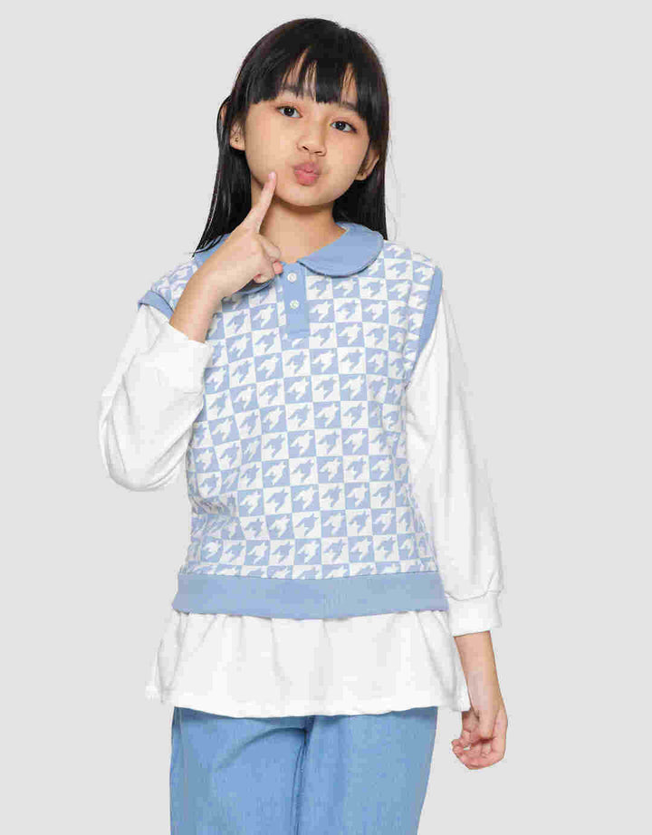 Aero Vest Krah Motif Houndstooth Sweater Anak Perempuan