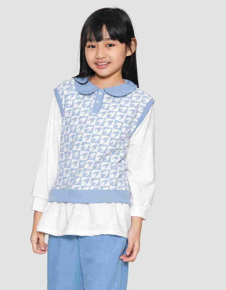 Aero Vest Krah Motif Houndstooth Sweater Anak Perempuan