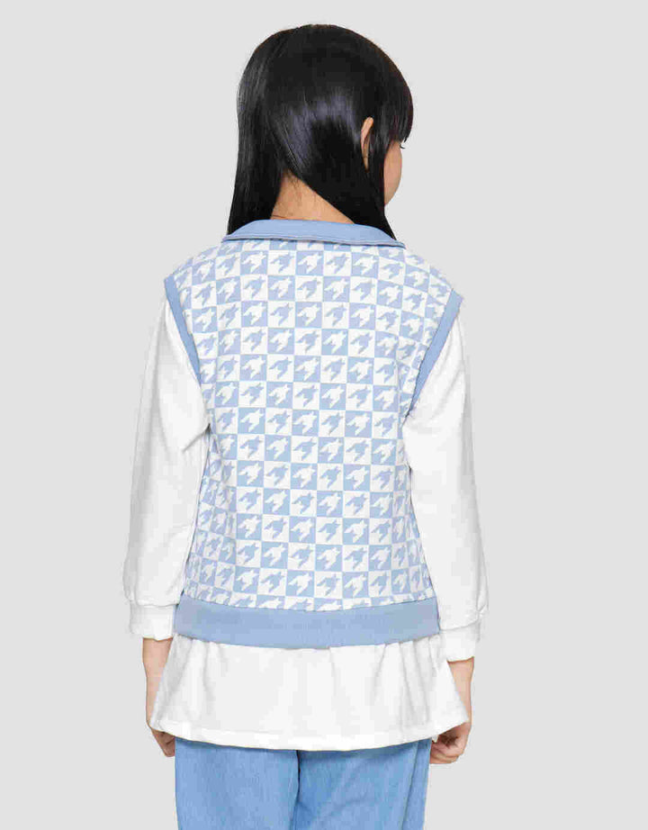 Aero Vest Krah Motif Houndstooth Sweater Anak Perempuan
