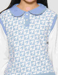 Aero Vest Krah Motif Houndstooth Sweater Anak Perempuan