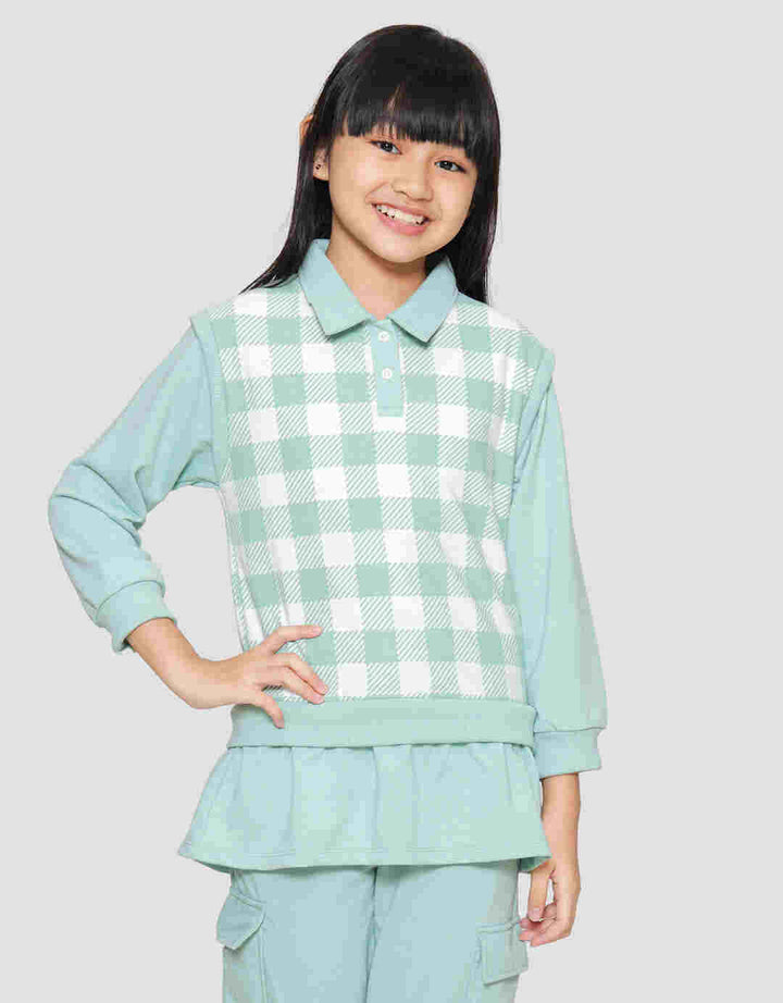 Aero Vest Plaid Collar Sweater for Girls