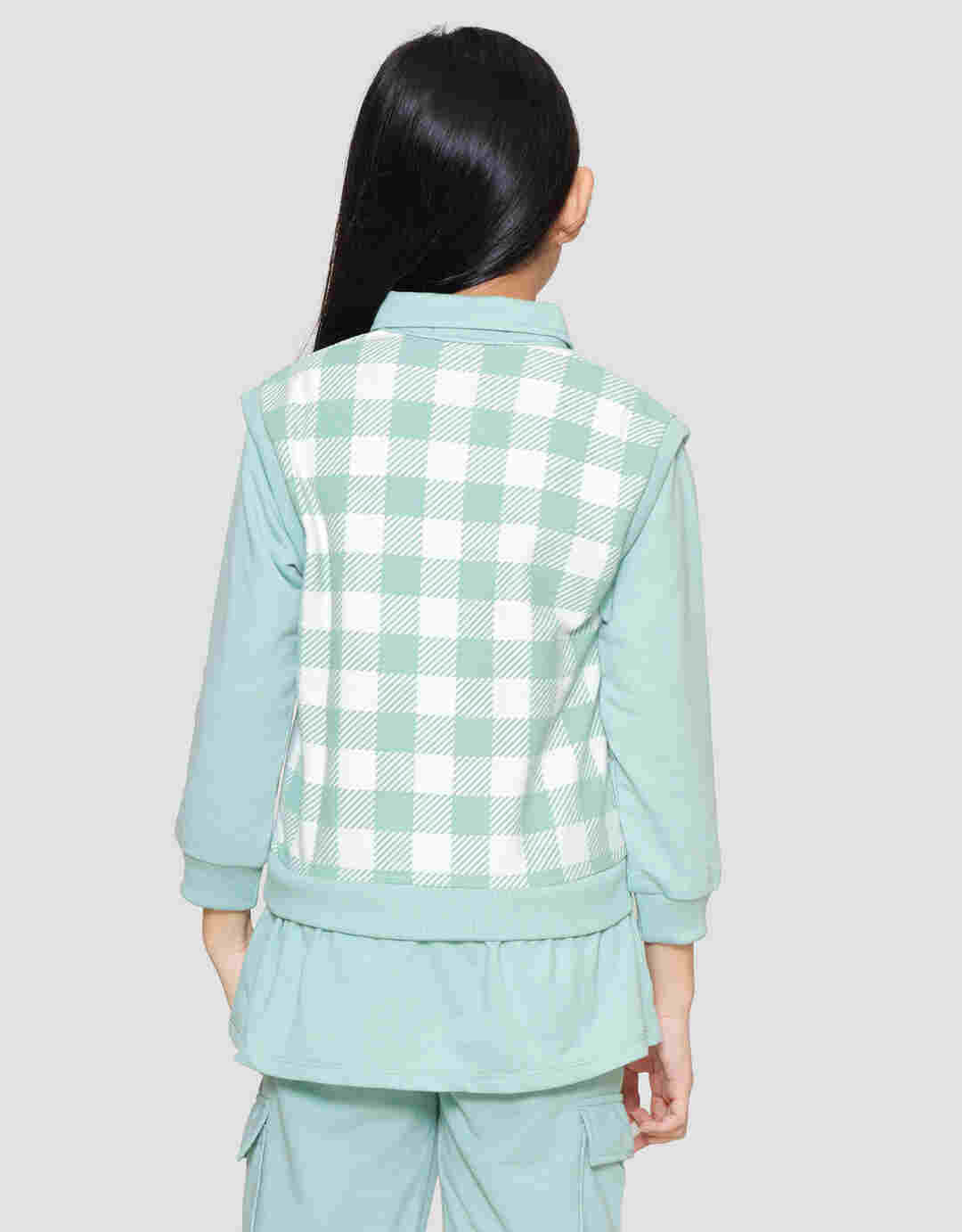 Aero Vest Plaid Collar Sweater for Girls