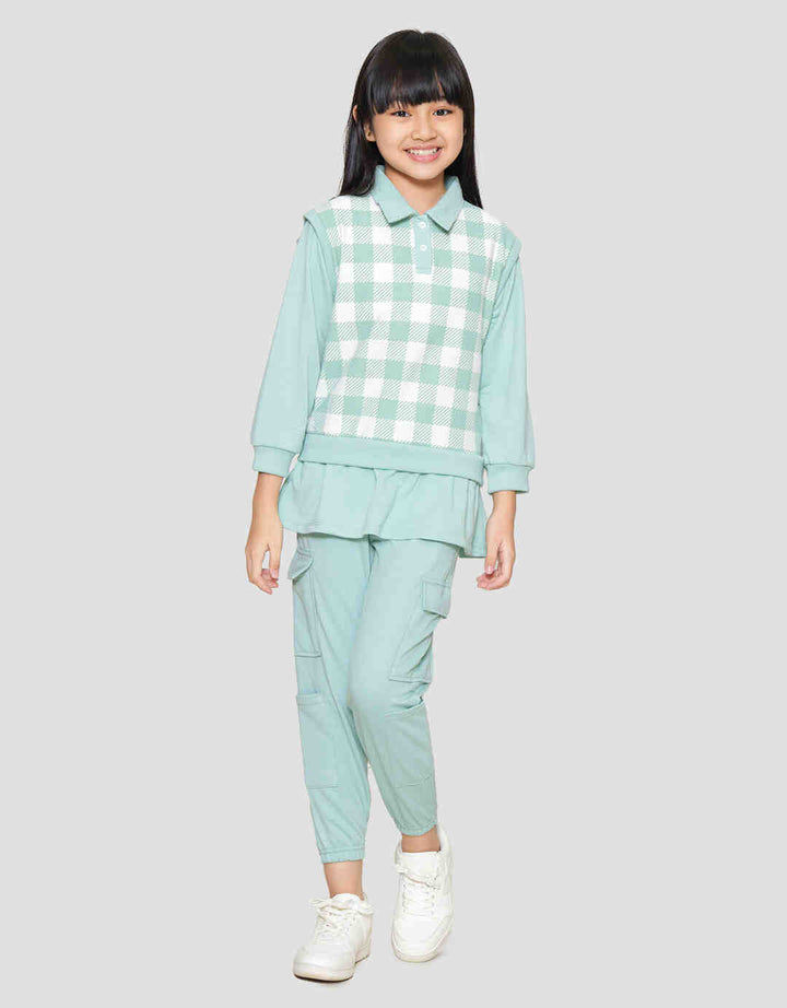 Aero Vest Plaid Collar Sweater for Girls