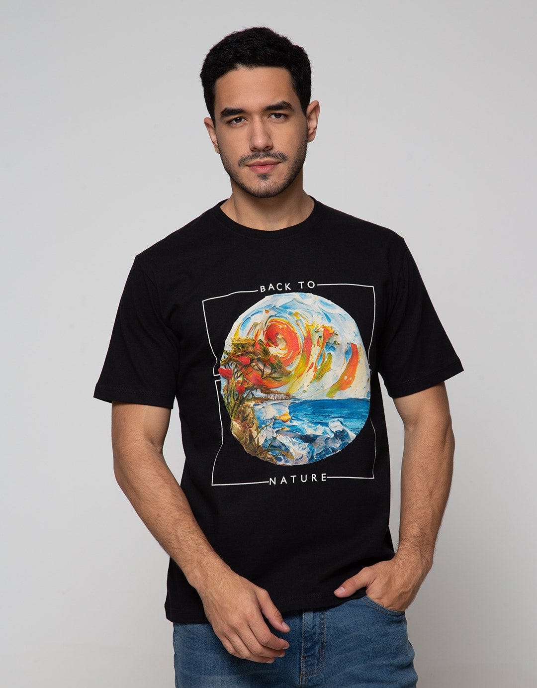 T Zone Short Sleeve T-Shirt Abstract Back To Nature