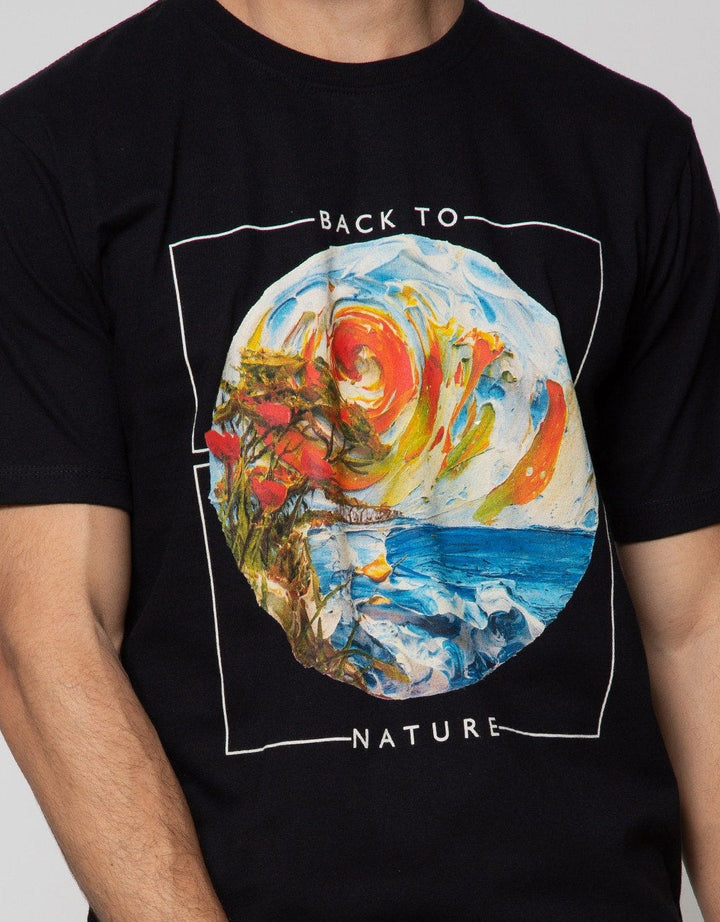 T Zone Short Sleeve T-Shirt Abstract Back To Nature