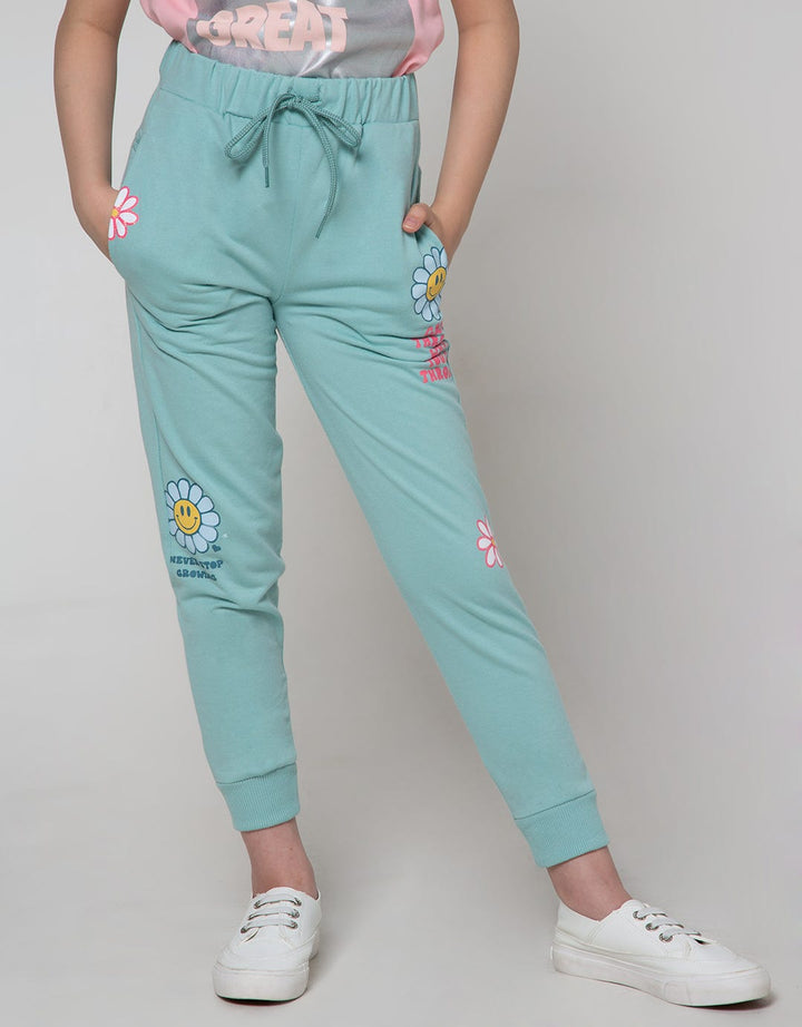 Nevada Jogger Pants Knit Daisy Print Basicri Right