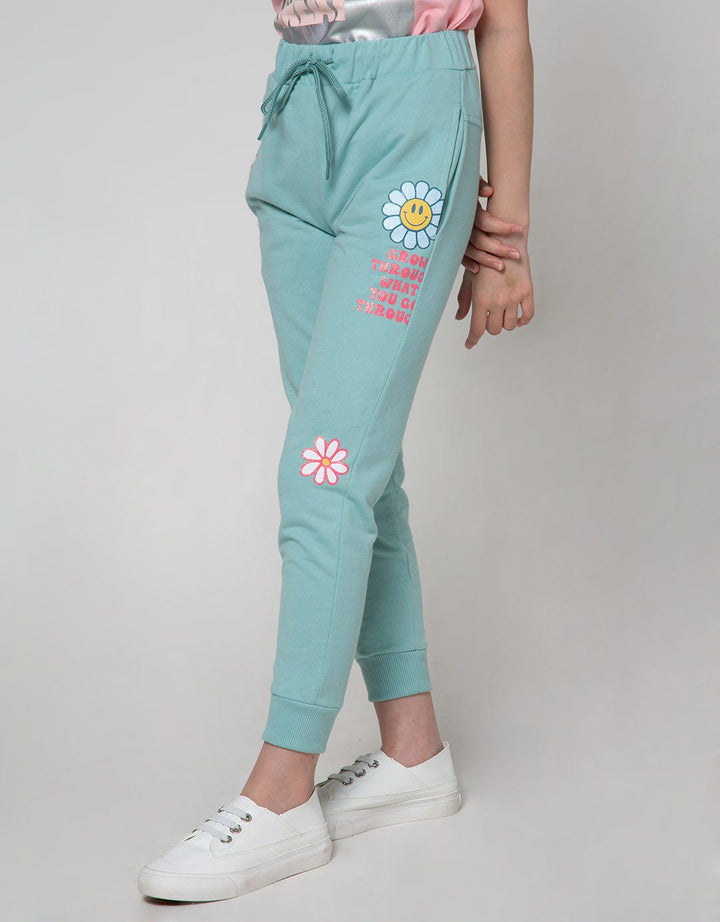 Nevada Jogger Pants Knit Daisy Print Basicri Right