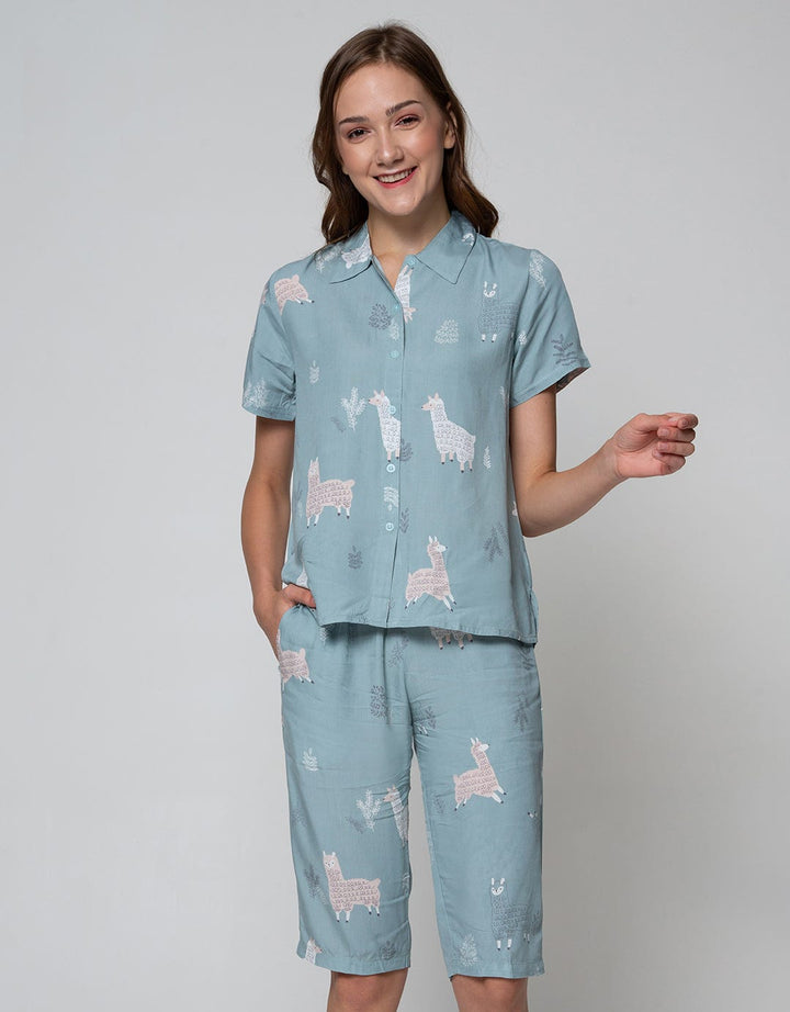 Nevada Short Sleeve Pyjama Capri Illama Jump
