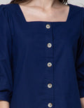 Connexion 3/4 Sleeve Blouse Square Neck Horn Button