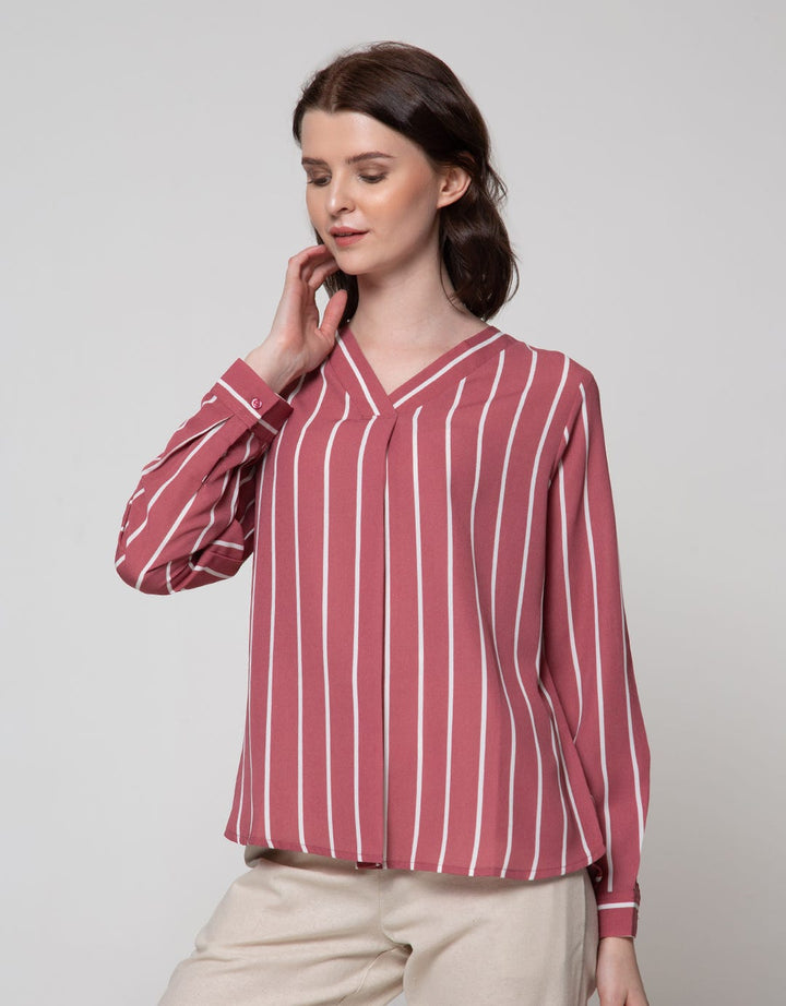LS BLOUSE VNECK