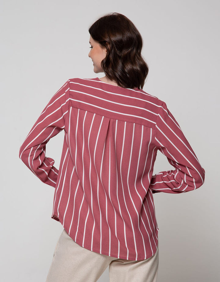 LS BLOUSE VNECK