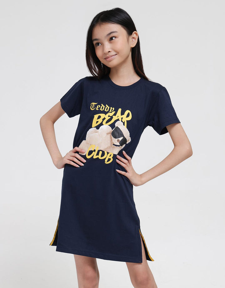 Nevada Bear Print Midi Dress Anak Perempuan