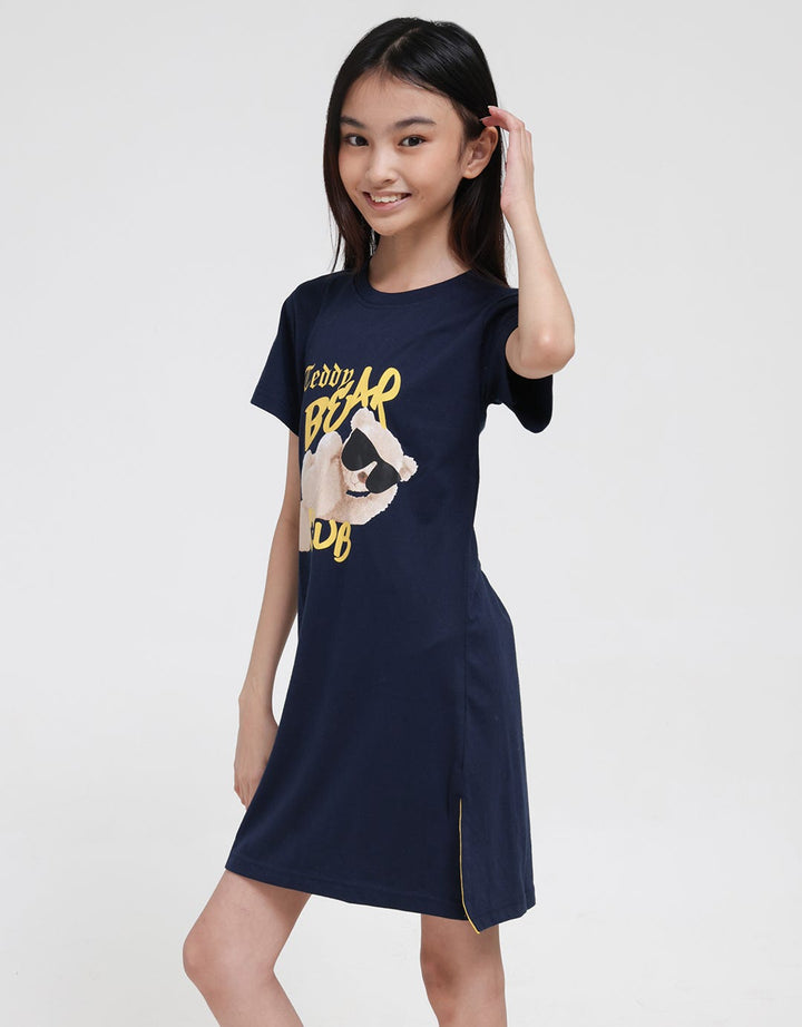 Nevada Bear Print Midi Dress Anak Perempuan