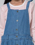 Nevada Long Sleeve Midi Dress Woven Overall Blue With Inner Stripe