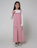 Nevada Long Sleeve Midi Dress Woven Overall Pink With Flower