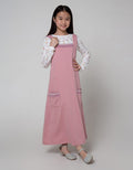 Nevada Long Sleeve Midi Dress Woven Overall Pink With Flower