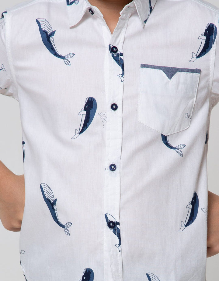 Little M Short Sleeve Shirt Fullprint Ikan Kantong