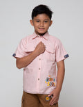 Little M Short Sleeve Shirt Oxford Solid Sablon Animal Roarsome