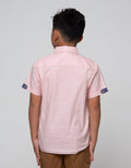 Little M Short Sleeve Shirt Oxford Solid Sablon Animal Roarsome