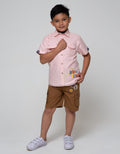 Little M Short Sleeve Shirt Oxford Solid Sablon Animal Roarsome