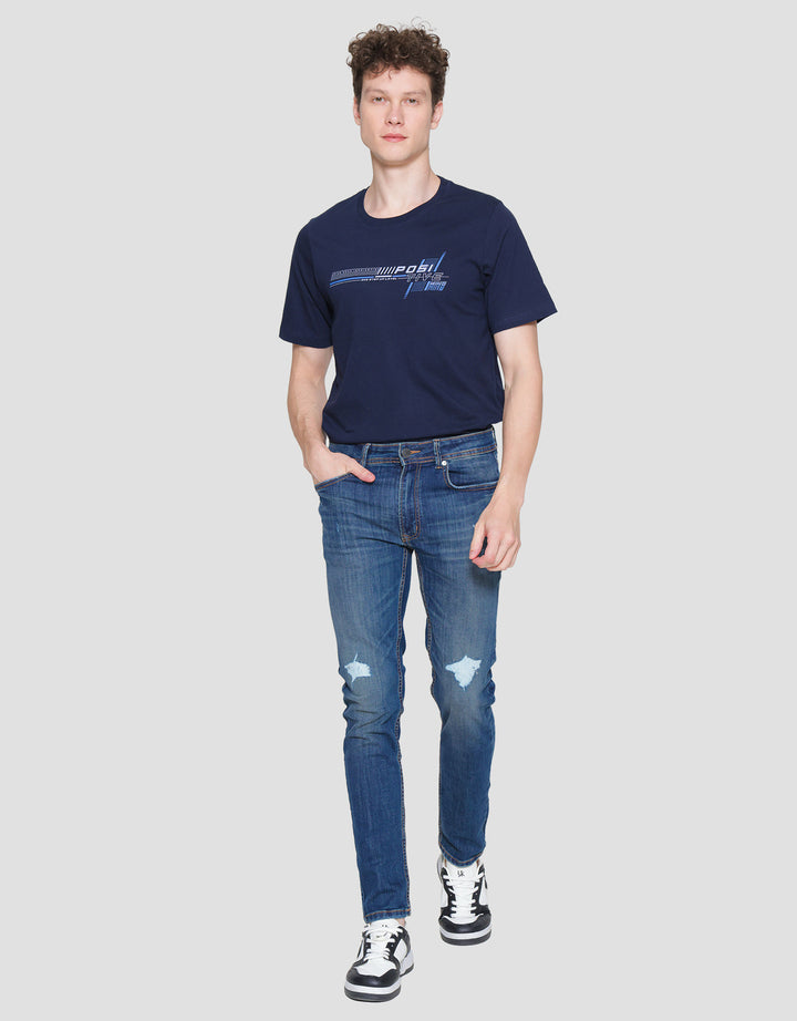 Nevada Ripped Slim Denim Celana Pria