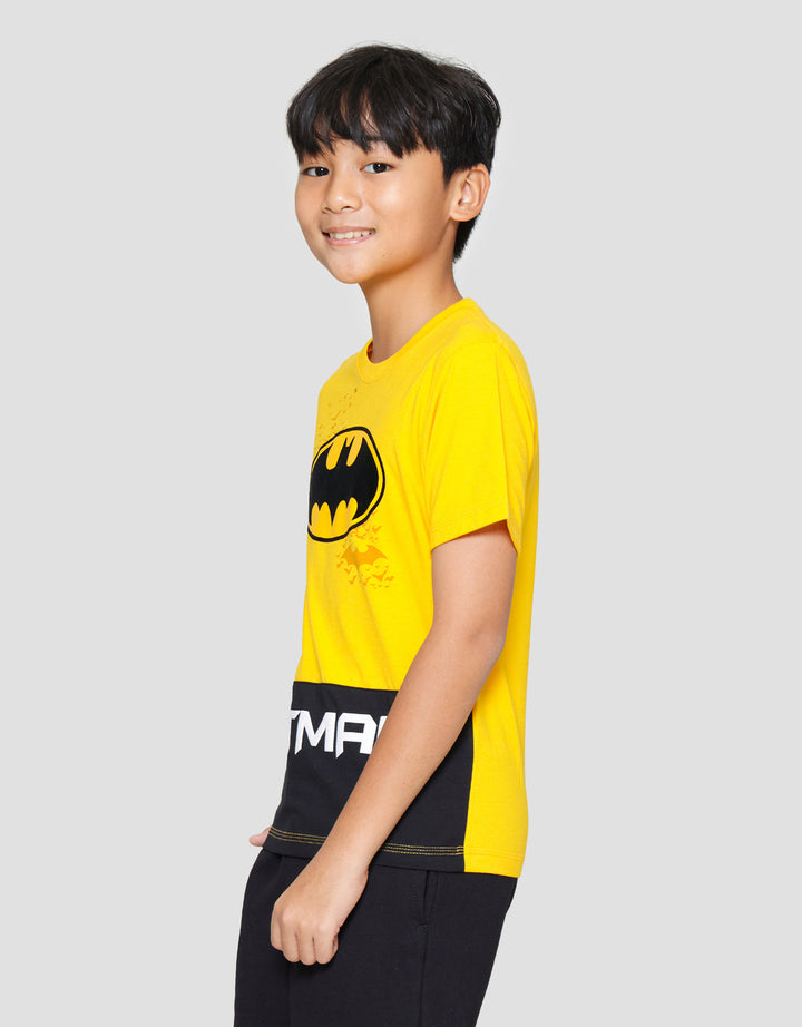 Character Batman Logo Cut Sew Kaos Anak Laki-Laki