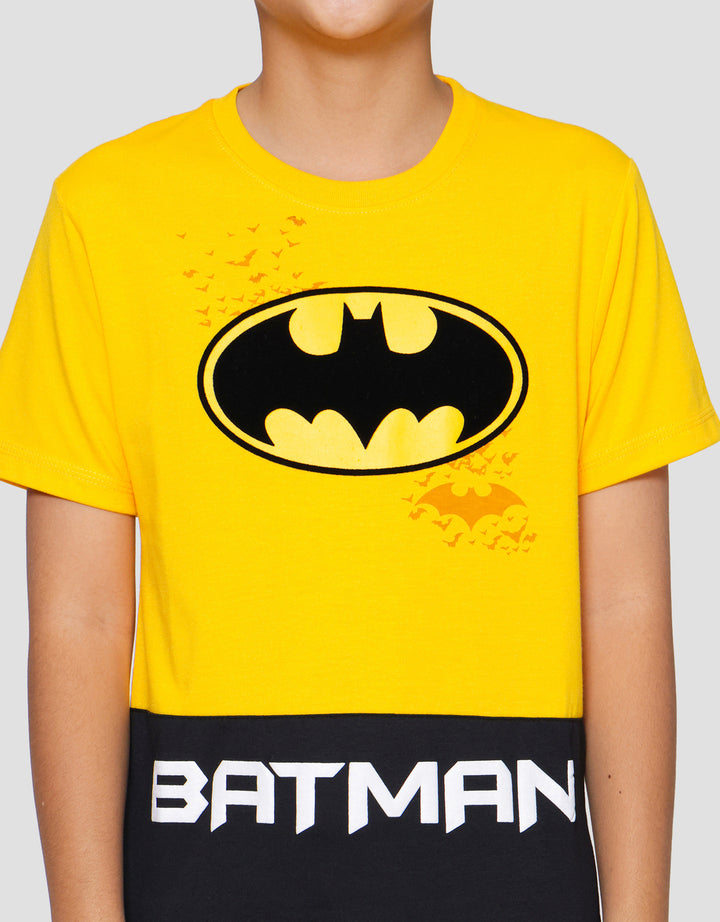 Character Batman Logo Cut Sew Kaos Anak Laki-Laki