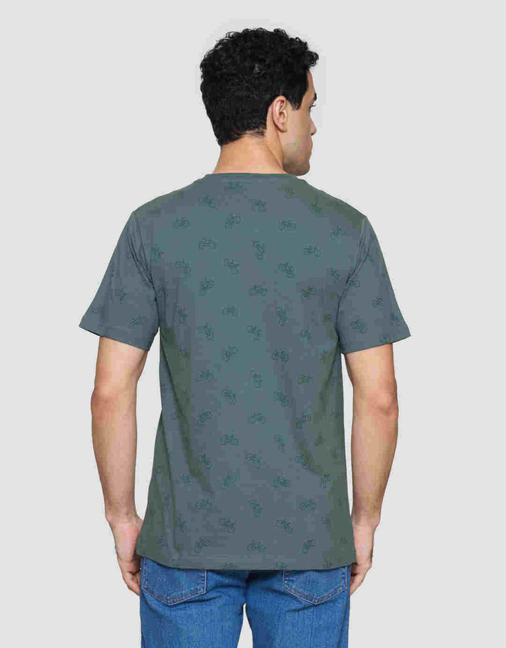 T Zone Print Theme Bicycle Ride Print Kaos Lengan Pendek Pria