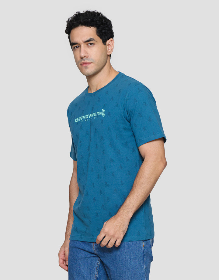 T Zone Print Theme Bicycle Print Kaos Lengan Pendek Pria