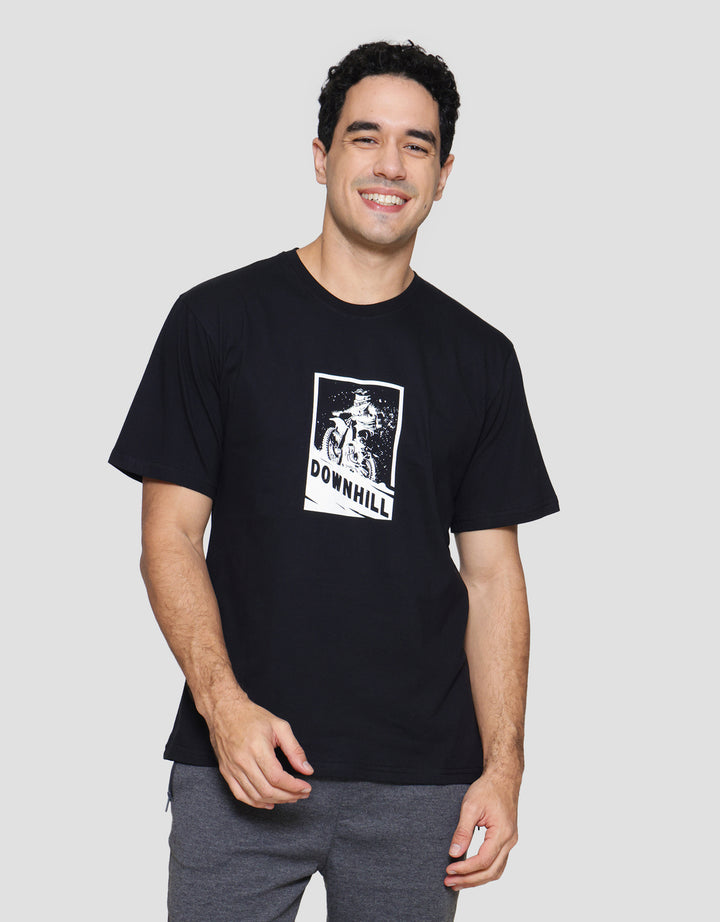 T Zone Print Wording Downhill Kaos Lengan Pendek Pria