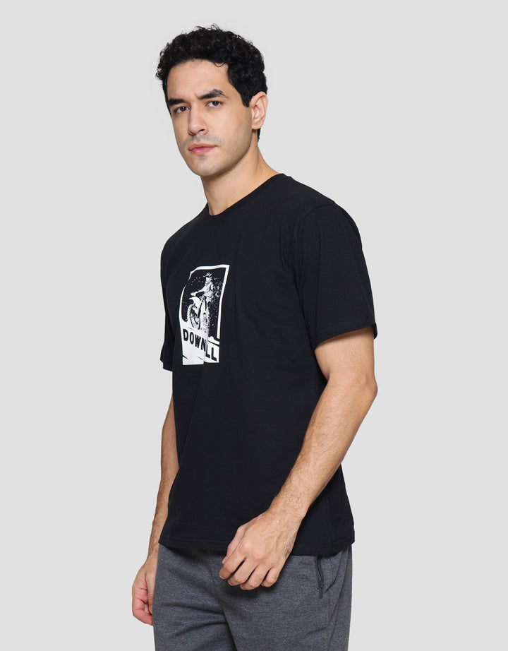 T Zone Print Wording Downhill Kaos Lengan Pendek Pria