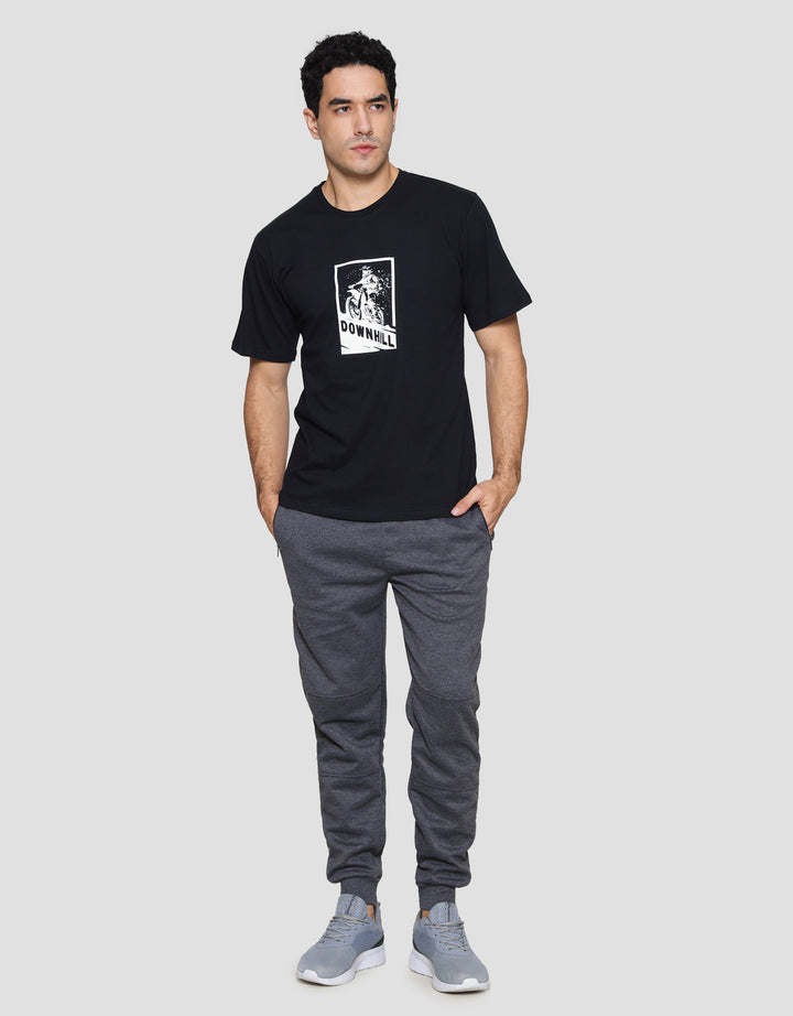 T Zone Print Wording Downhill Kaos Lengan Pendek Pria