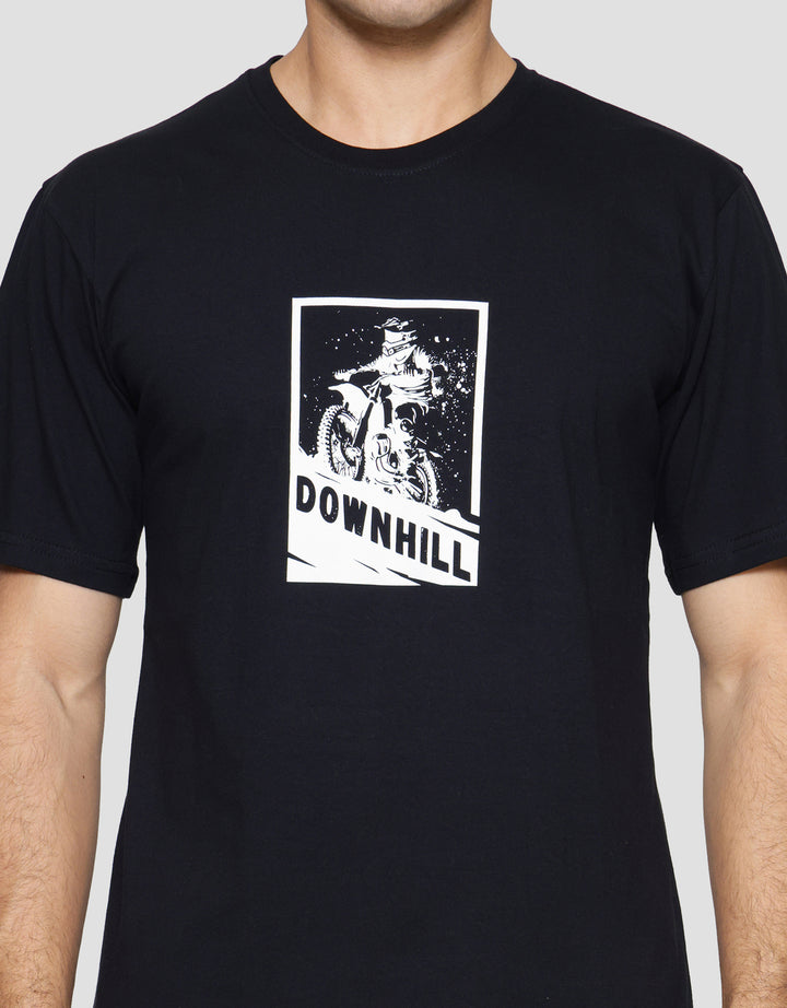 T Zone Print Wording Downhill Kaos Lengan Pendek Pria