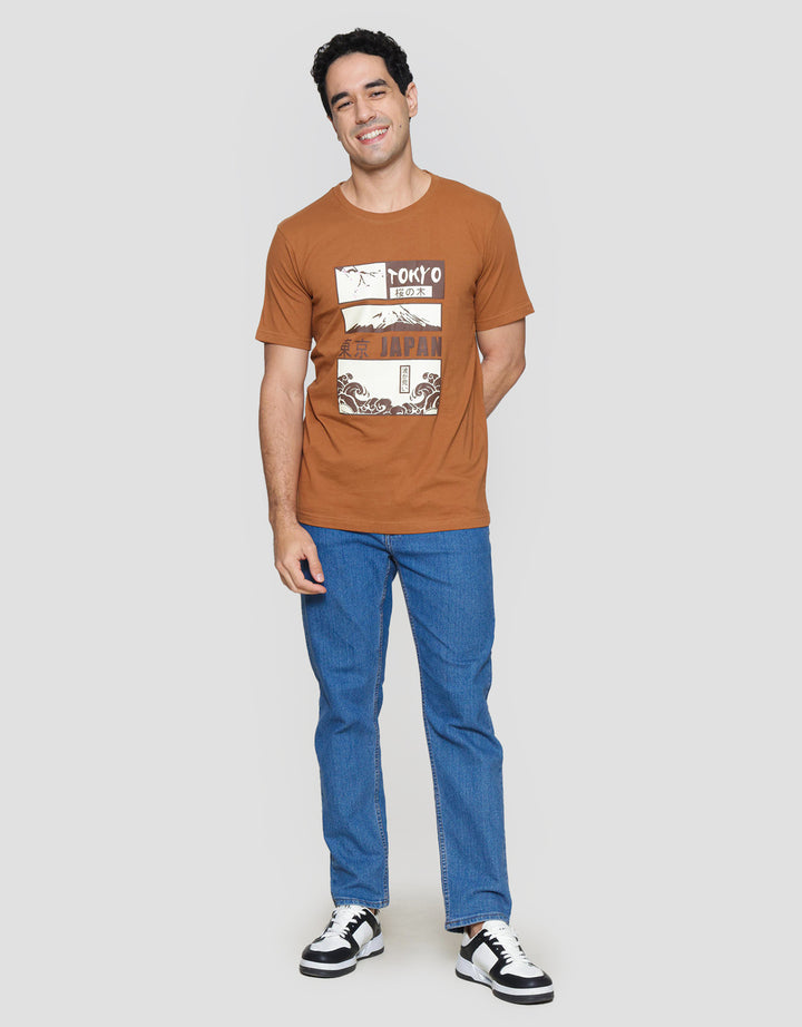 T Zone Print Theme Tokyo Japan Kaos Lengan Pendek Pria