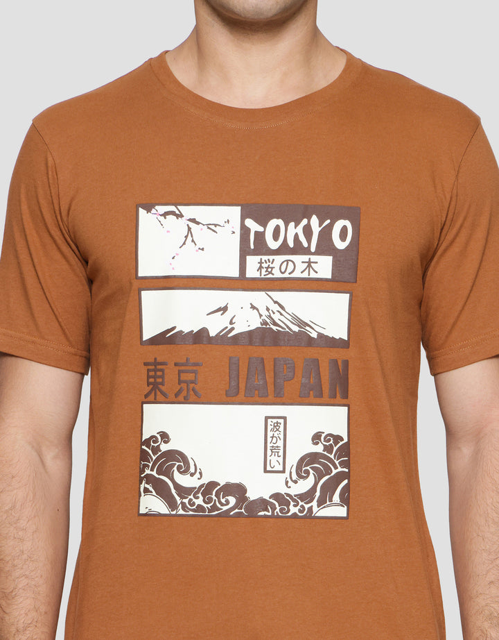 T Zone Print Theme Tokyo Japan Kaos Lengan Pendek Pria