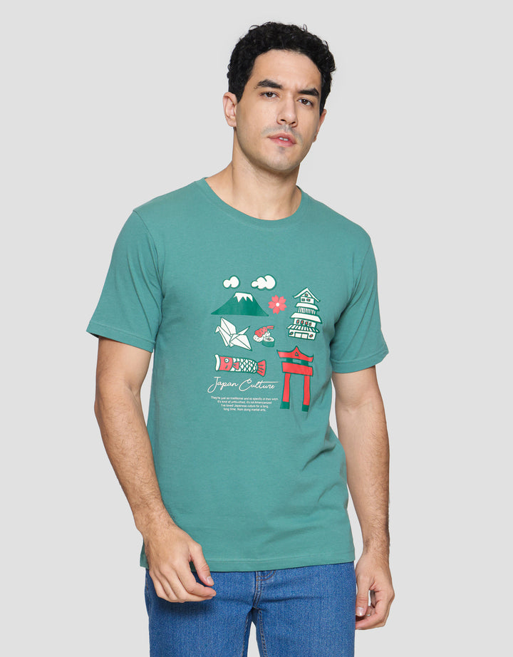 T Zone Print Vacation Japan Culture Kaos Lengan Pendek Pria