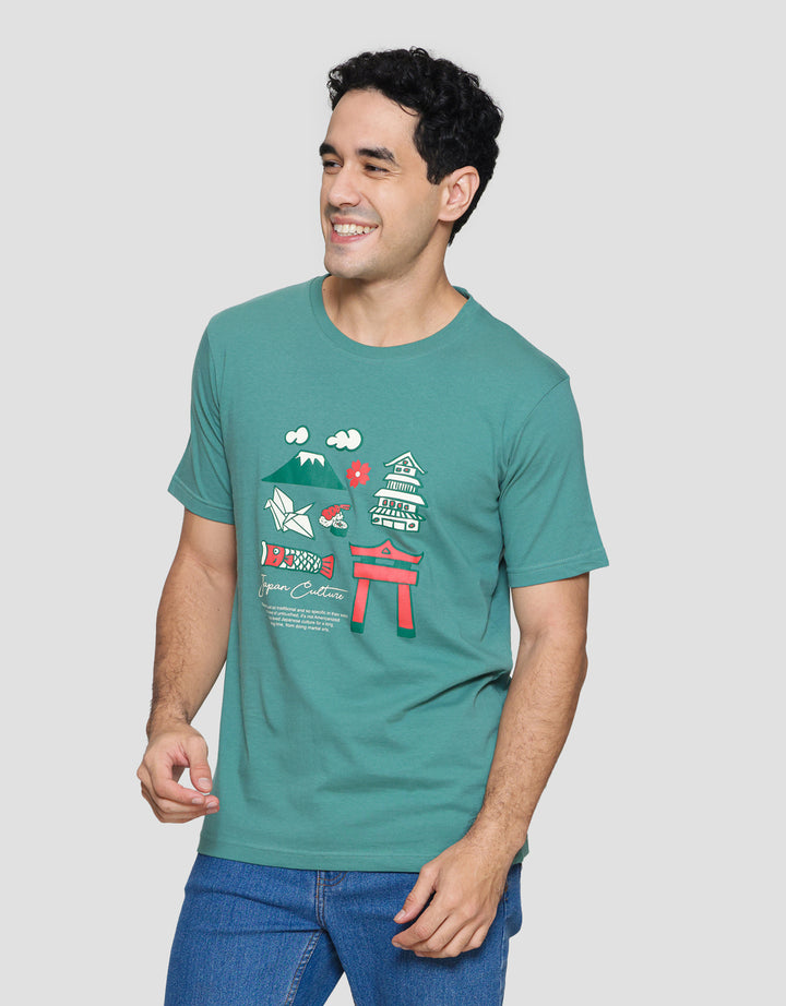 T Zone Print Vacation Japan Culture Kaos Lengan Pendek Pria