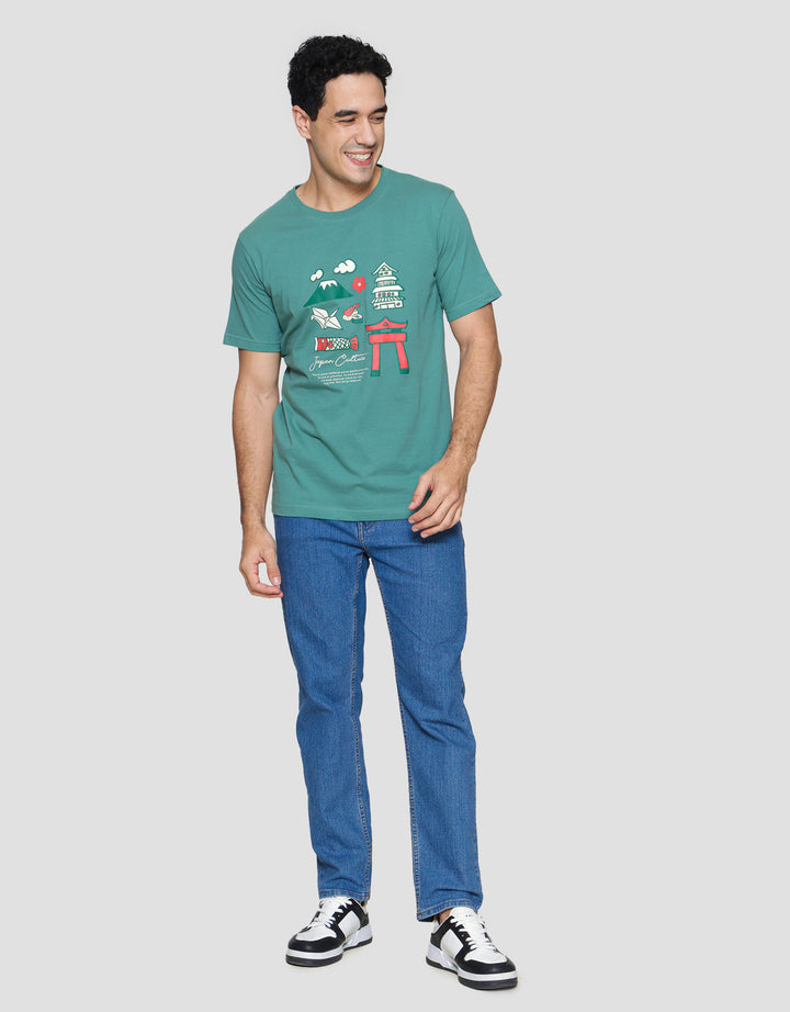 T Zone Print Vacation Japan Culture Kaos Lengan Pendek Pria