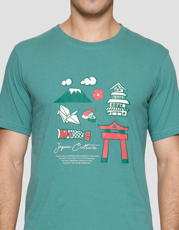 T Zone Print Vacation Japan Culture Kaos Lengan Pendek Pria