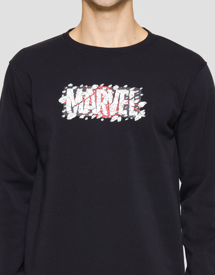 Marvel Logo Cracking Hd Sweater Pria