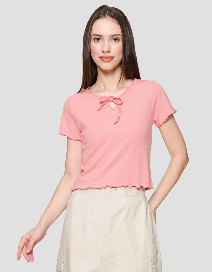 Nevada Rib Pita Kaos Lengan Pendek Wanita