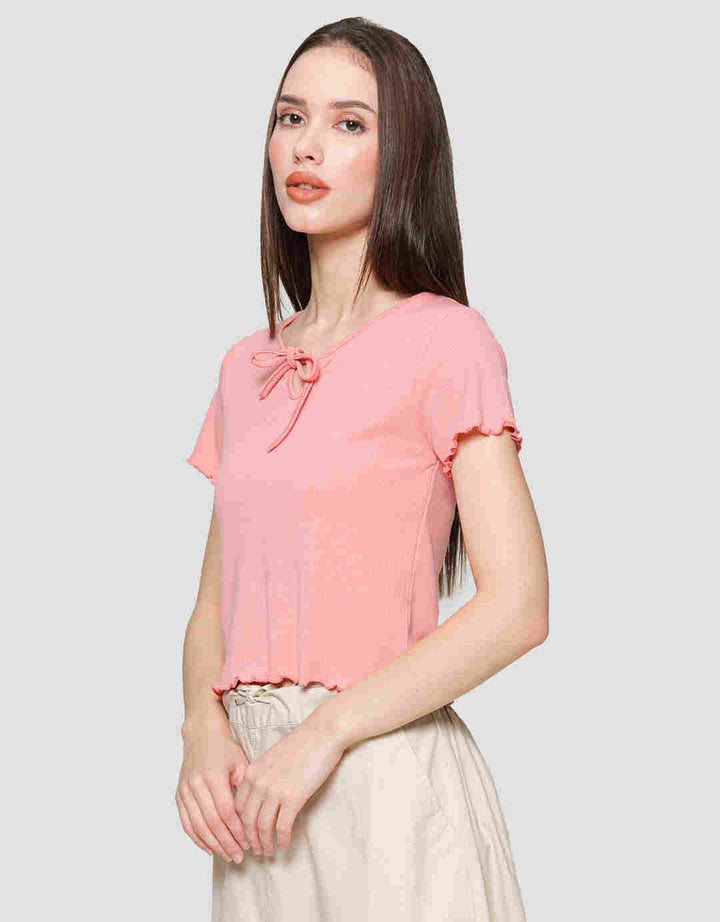 Nevada Rib Pita Kaos Lengan Pendek Wanita