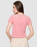 Nevada Rib Pita Kaos Lengan Pendek Wanita
