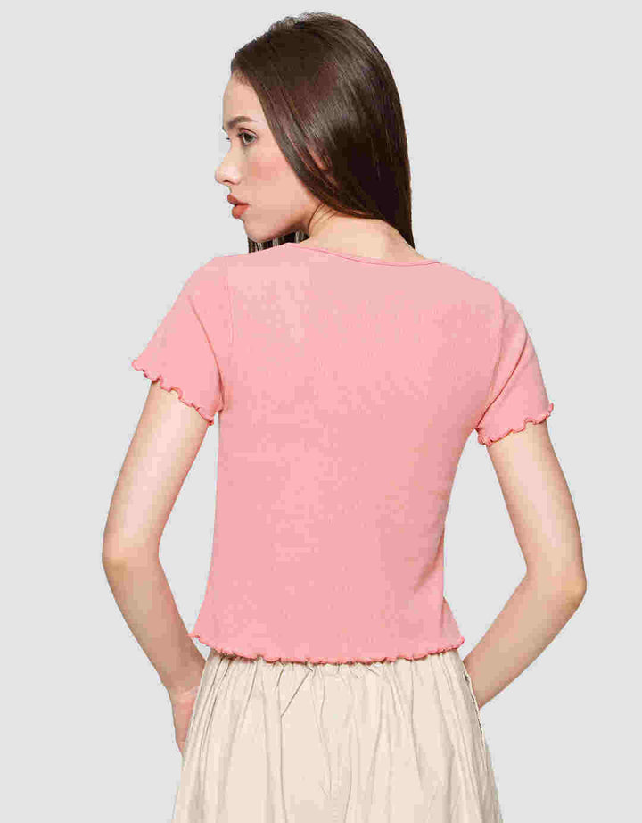 Nevada Rib Pita Kaos Lengan Pendek Wanita