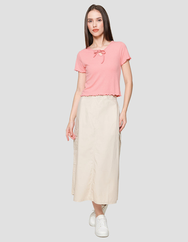 Nevada Rib Pita Kaos Lengan Pendek Wanita