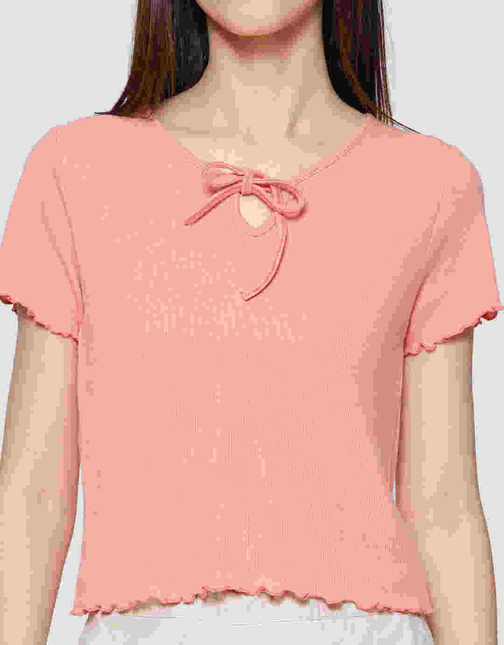 Nevada Rib Pita Kaos Lengan Pendek Wanita