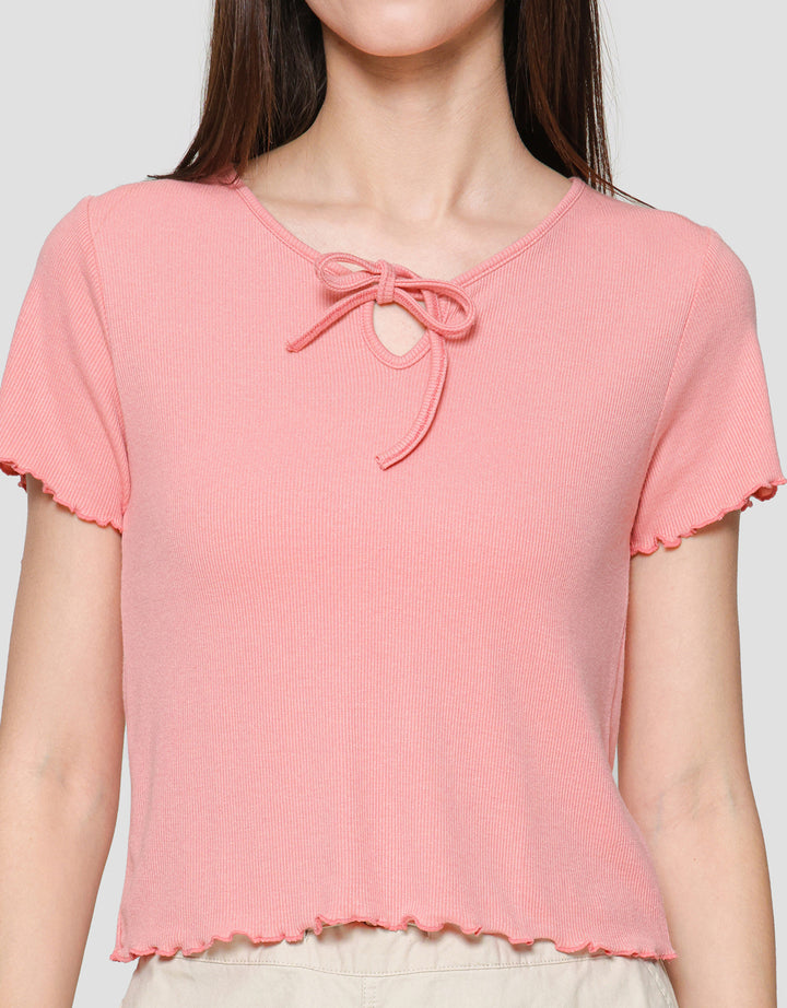 Nevada Rib Pita Kaos Lengan Pendek Wanita